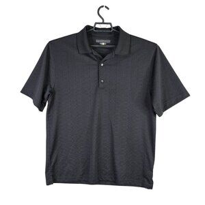 Mens Greg Norman Play Dry Black Polo Shirt Short Sleeve Micro Polyester Size XL